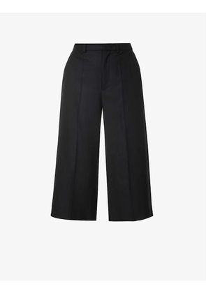 Cropped mid-rise wool trousers