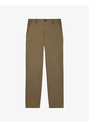 Contrast-panels straight-leg high-rise cotton trousers