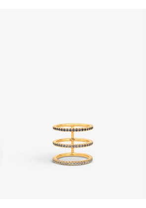 Sandy Leong Ombre Triple Bar 18ct recycled yellow-gold and sapphire ring
