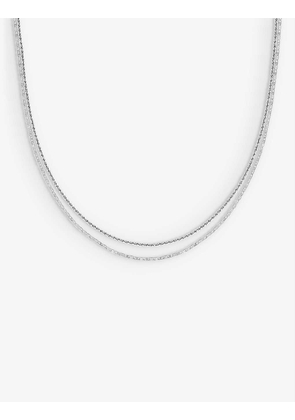 Duo Chain rhodium-plated brass necklace