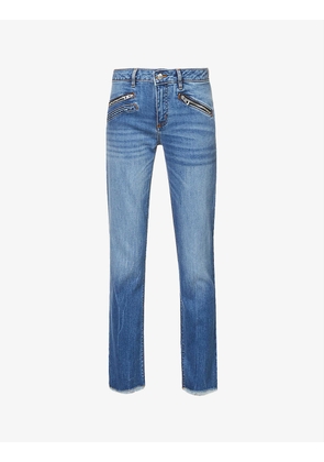 Ava faded mid-rise stretch-denim jeans