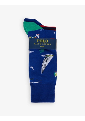 Branded stretch-cotton blend socks pack of two