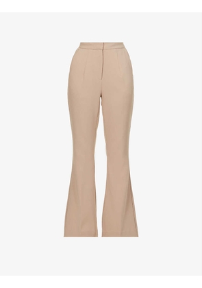 High-rise flared stretch-crepe trousers