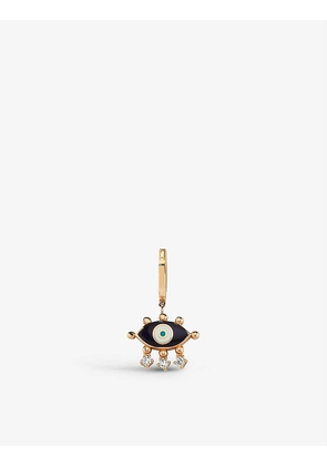Selda Jewellery Evil Eye 14ct rose-gold, 0.08ct diamond and enamel single hoop earring