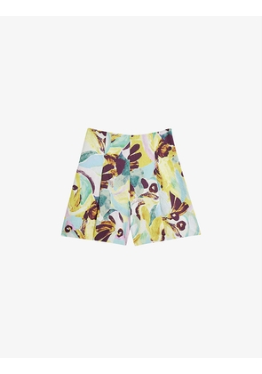 Quinzz abstract-print high-rise woven shorts