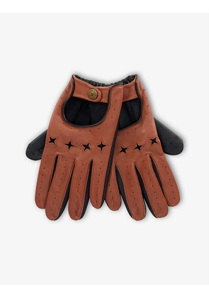 Racer branded leather touchscreen gloves