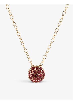 Sandy Leong Dot January birthstone recycled 18ct yellow gold and blazing red topaz necklace