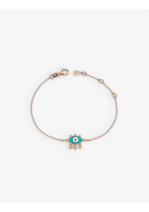 Selda Jewellery Evil Eye 14ct rose-gold, 0.08ct diamond and enamel bracelet