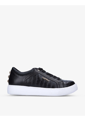 Soar croc-embossed stud-embellished faux-leather low-top trainers