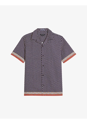 Nelma border-print woven shirt