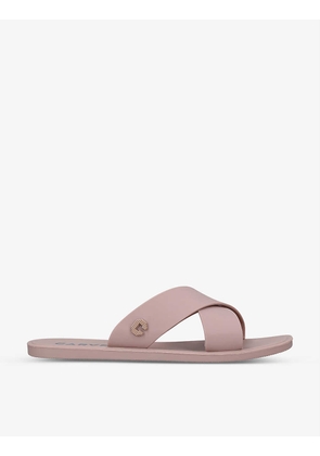 Lune crossover-strap faux-leather slides