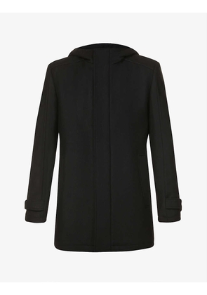 Hood-detail wool-blend coat