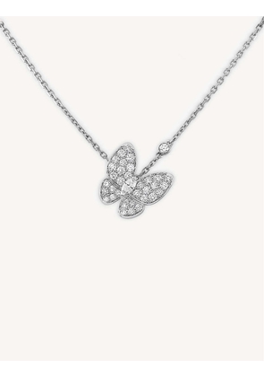 Two Butterfly white-gold and 0.88ct diamond pendant necklace