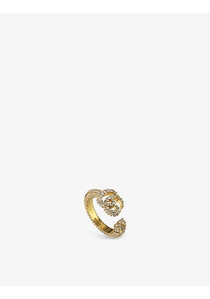 Double G Key gold-tone brass and crystal ring