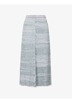 Melange speckled-weave knitted midi skirt