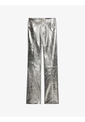 Poete metallic leather trousers
