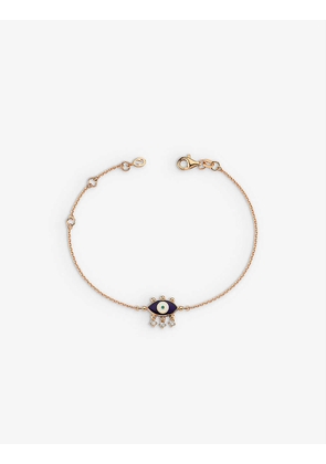 Selda Jewellery Evil Eye 14ct rose-gold, 0.08ct diamond and enamel bracelet