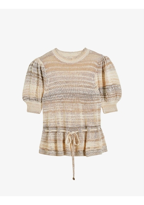 Pairis striped cotton knit-blend top