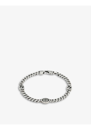 Interlocking G logo-charm sterling silver bracelet