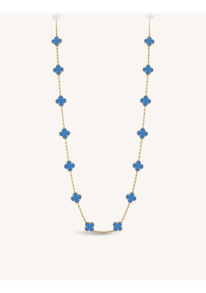 Vintage Alhambra yellow gold and blue agate necklace