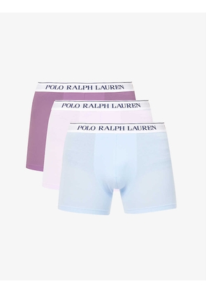 Pack of three brand-embroidered stretch-cotton trunks