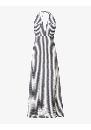 Donoussa striped cotton-blend midi dress