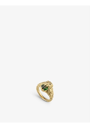 Lionhead 18ct yellow-gold and chrome diopside ring