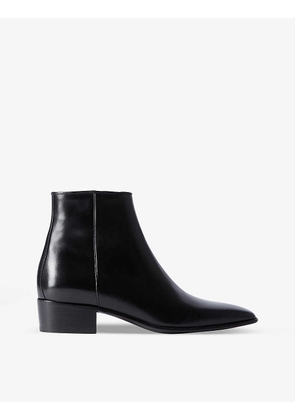 Patent-leather heeled ankle boots