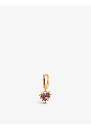 Selda Heart 14ct rose gold, 0.07ct brilliant-cut diamond and 0.02ct brilliant-cut white diamond huggie earring