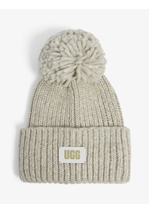 Logo-patch knitted beanie hat