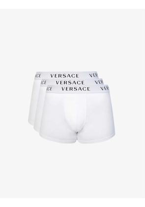 Branded-waistband pack of three stretch-cotton trunks