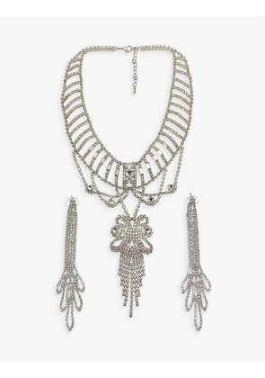 Pre-loved crystal tasselled collar and earrings set