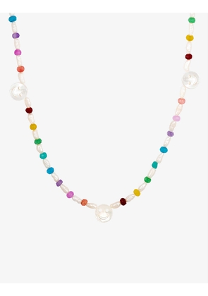 Disco rainbow agate and mother-of-pearl necklace