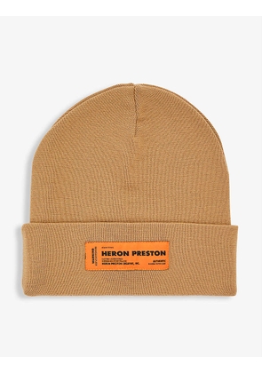 Logo-patch wool beanie hat