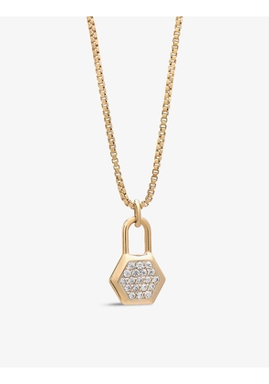 Padlock mini 9ct yellow gold and 0.0525ct round-cut cultured diamonds diamond necklace