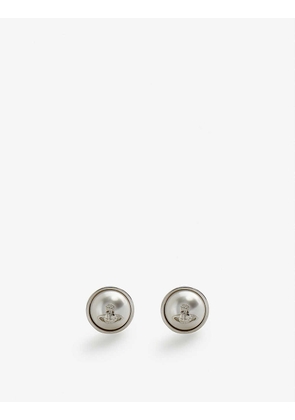 Olga brass and pearl stud earrings