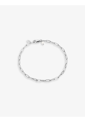 Gemma small/medium rhodium-plated sterling silver and pearl chain bracelet