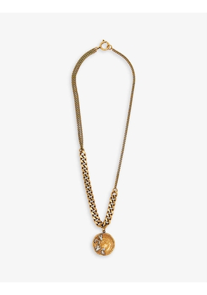 Coin charm brass necklace
