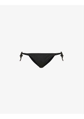 Collective tie-detail mid-rise recycled nylon-blend bikini bottoms
