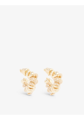 Coil crystal-embellished gold-toned sterling silver earrings