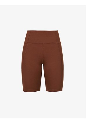 High-rise stretch-recycled polyester shorts