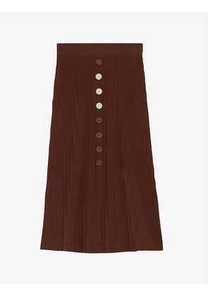 Maxipli ribbed high-waisted knitted midi skirt