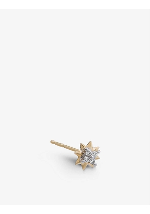 Solid 9ct yellow gold and .0268ct diamond star stud earring