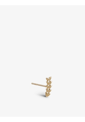 Curved chevron 9ct yellow gold stud earring