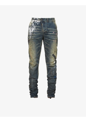 Paint-splattered regular-fit jeans