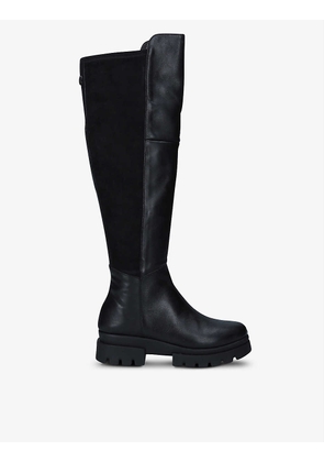 Run 50/50 chunky-soled leather and suede knee-high boots