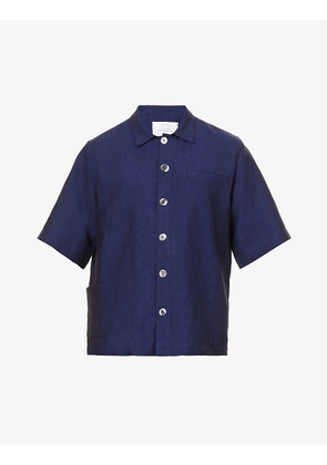 Patch-pocket regular-fit linen shirt