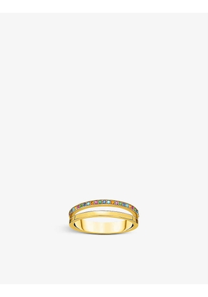 Open 18ct yellow gold-plated sterling-silver and mixed-stone ring