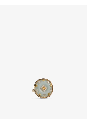 Celeste 18ct yellow-gold, 0.19ct diamond, 1.11ct yellow sapphire and 23.65ct jade ring