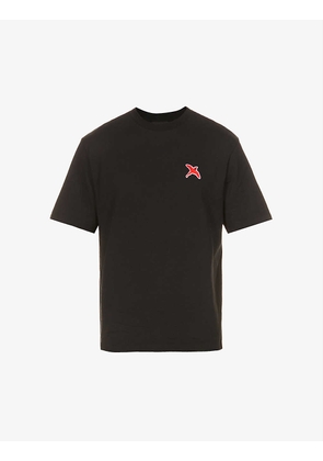 Bird motif-embroidered cotton-jersey T-shirt